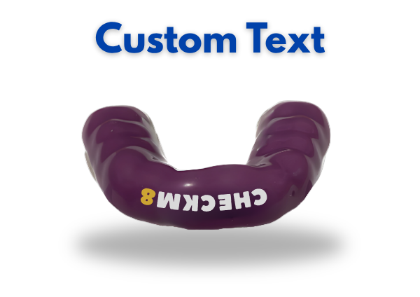 Custom text example on a mouthguard